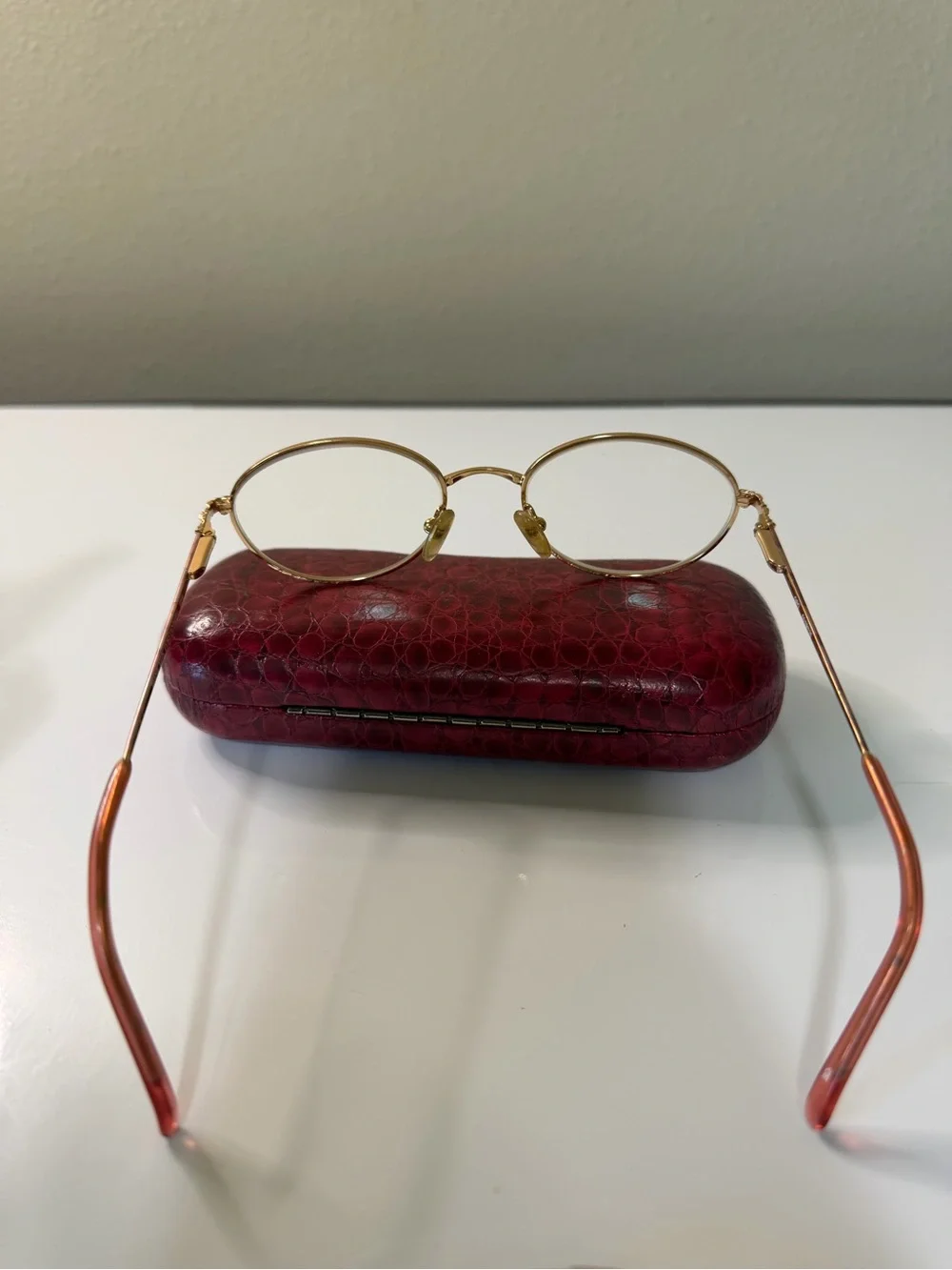 Diane Von Furstenberg Vintage Gold Round Frames with Clip-On Sunglass Lenses